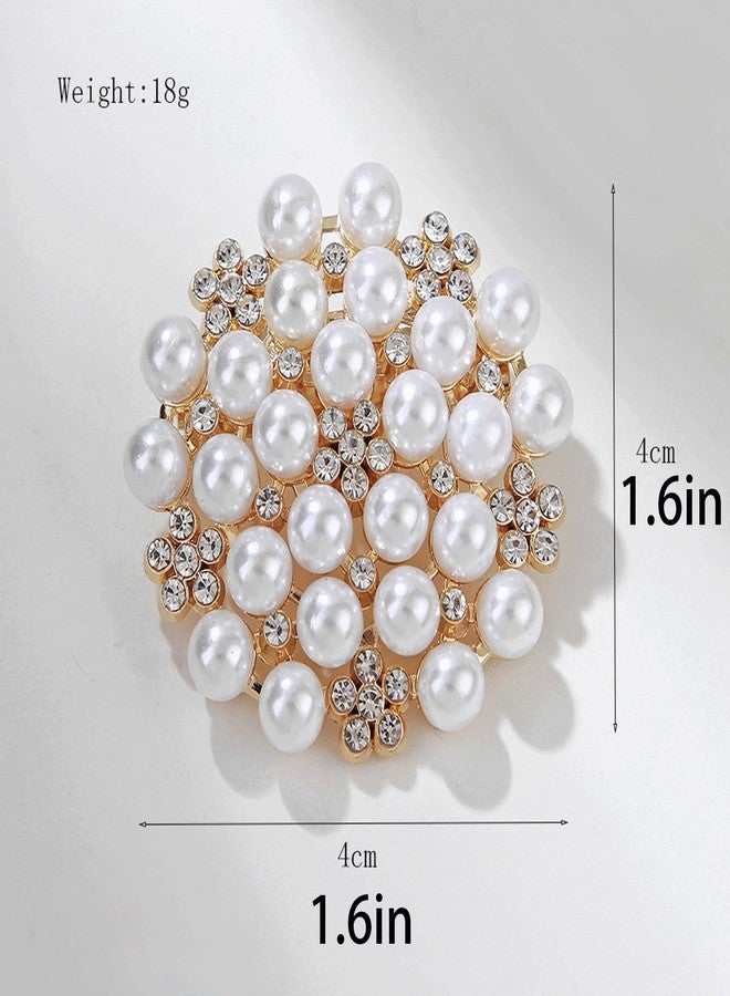FORUBUS Delicate Pearl Crystal Brooch Pins for Women Girls Dance Balls Wedding Bridal Jewelry (Silver) - Image 5